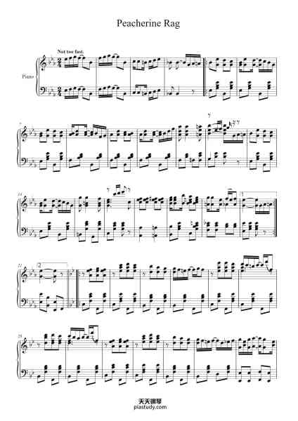 “Peacherine Rag”钢琴谱-by SCOTT JOPLIN.-免费下载-天天钢琴