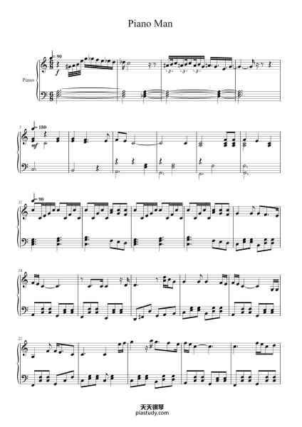 “Piano Man”钢琴谱-Billy Joel-免费下载-天天钢琴