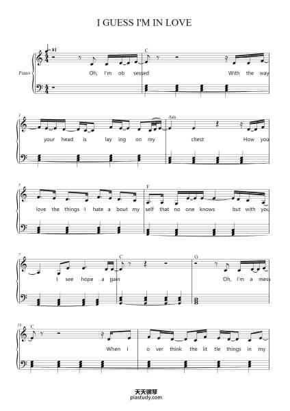 “Clinton Kane-I GUESS I'M IN LOVE”钢琴谱-Clinton Kane/Steve Rusch-免费下载-天天钢琴