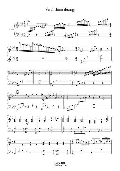 “Ve di thien duong”钢琴谱--免费下载-天天钢琴