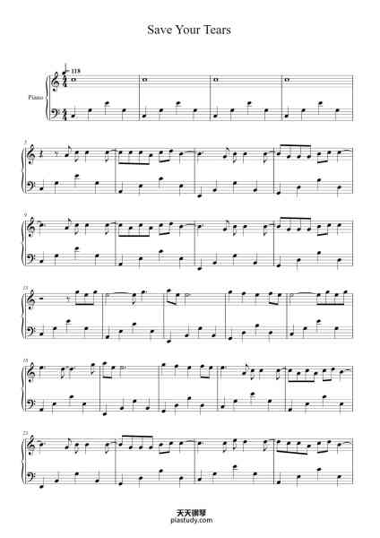 “Save Your Tears”钢琴谱-Wesley Steenbergen-免费下载-天天钢琴