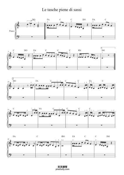 “Le tasche piene di sassi”钢琴谱-Jovanotti-免费下载-天天钢琴