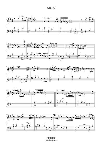 “Aria on the G string, BWV 1068”钢琴谱-BWV 988-免费下载-天天钢琴