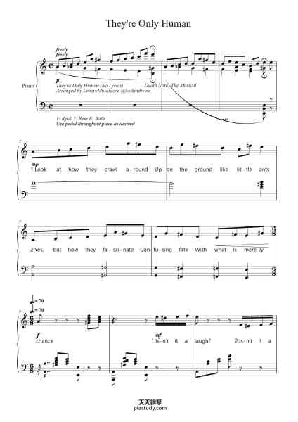“They're Only Human”钢琴谱-Arranged by Lenore -免费下载-天天钢琴