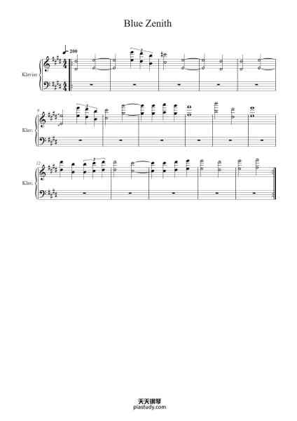 “Blue Zenith”钢琴谱-Xi-免费下载-天天钢琴