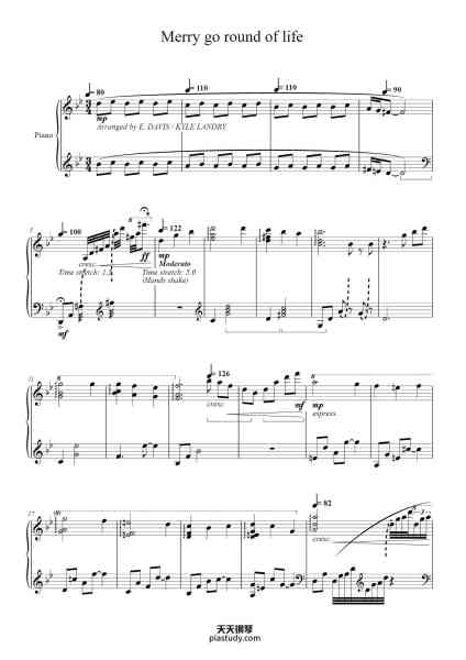 “Merry Go Round of Life (Howl's Moving Castle)”钢琴谱-Composed by Joe Hisaishi.-免费下载-天天钢琴
