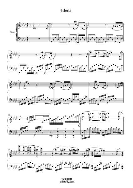 “Elena”钢琴谱-Tempo =66-免费下载-天天钢琴