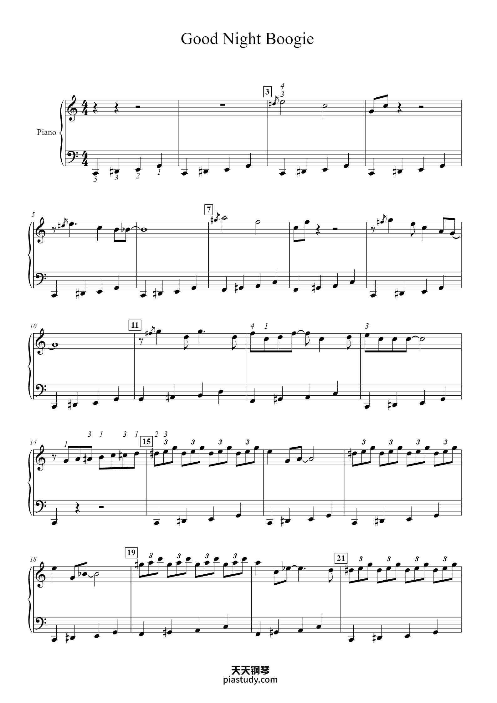 'Good Night Boogie' - Piano Sheet Music By Gerald Martin | TOPiano