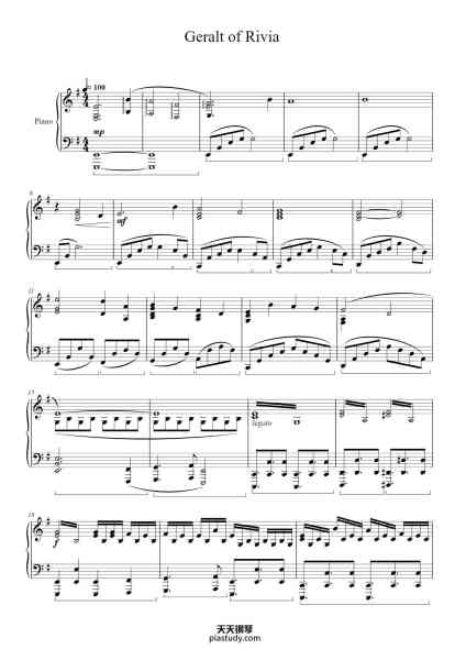 “Geralt of Rivia”钢琴谱-Marcin Przybyłowicz Arr. ThePandaTooth-免费下载-天天钢琴