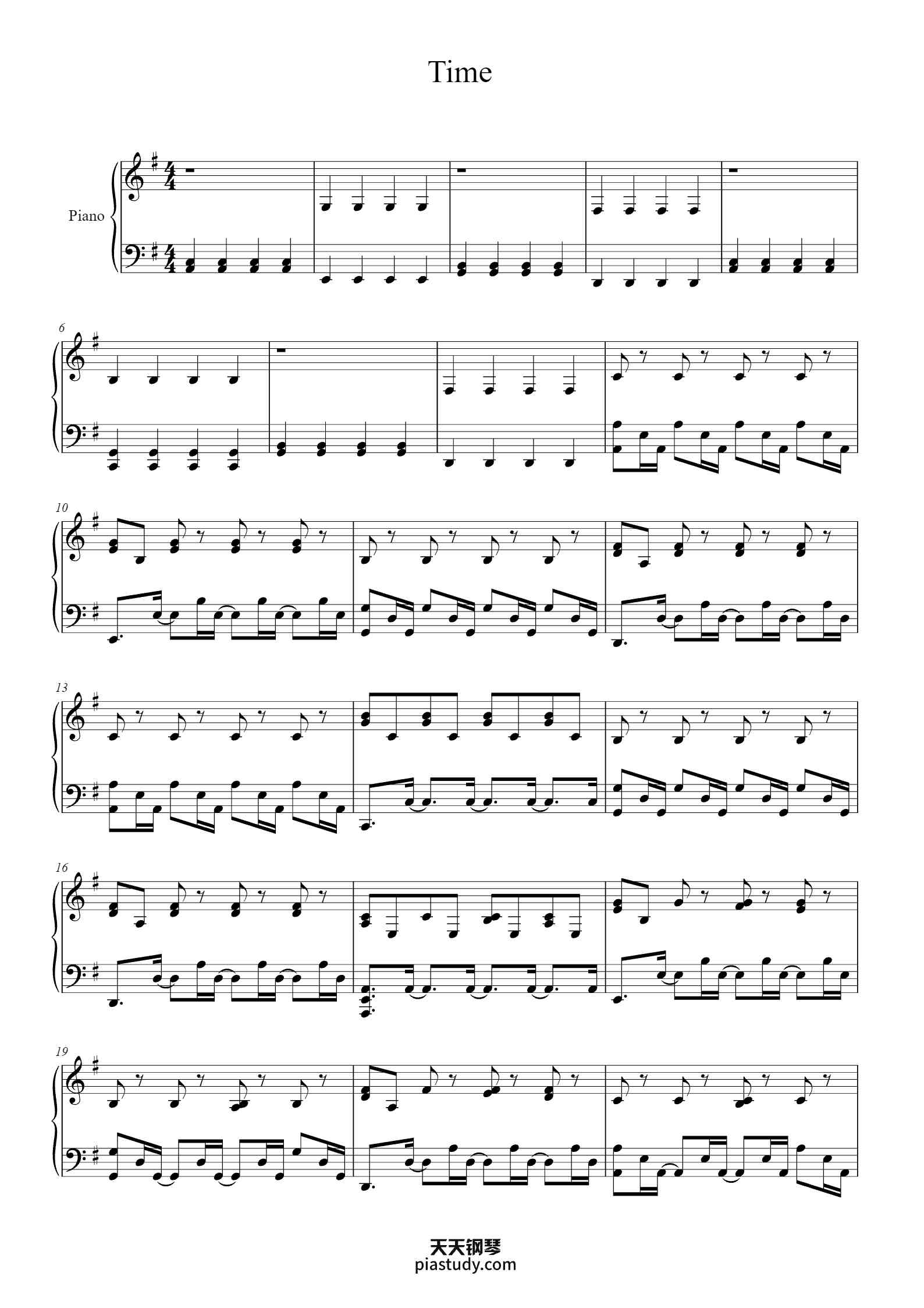'Time' - Piano Sheet Music By Hans Zimmer | TOPiano