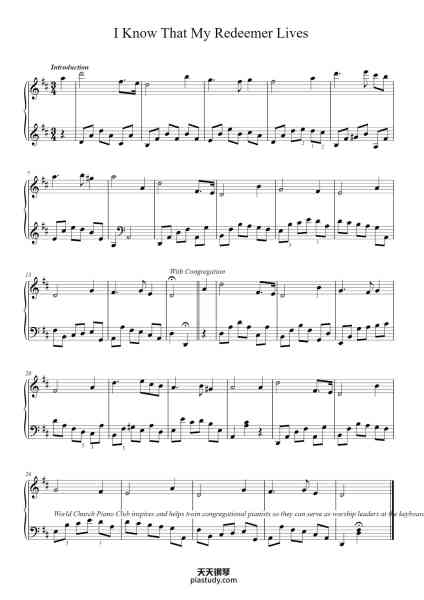 “I Know That My Redeemer Lives”钢琴谱-LDS Hymns-免费下载-天天钢琴
