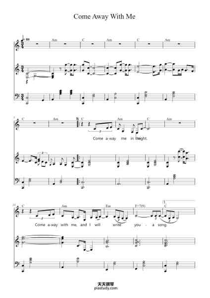“Come Away With Me”钢琴谱-Norah Jones-免费下载-天天钢琴