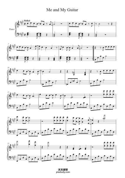 “Me and My Guitar”钢琴谱-Tom EeckhoutJeroen SwinnenAshley Hicklin-免费下载-天天钢琴