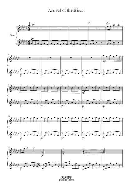 “Arrival of the Birds”钢琴谱-The Cinematic Orchestra-免费下载-天天钢琴