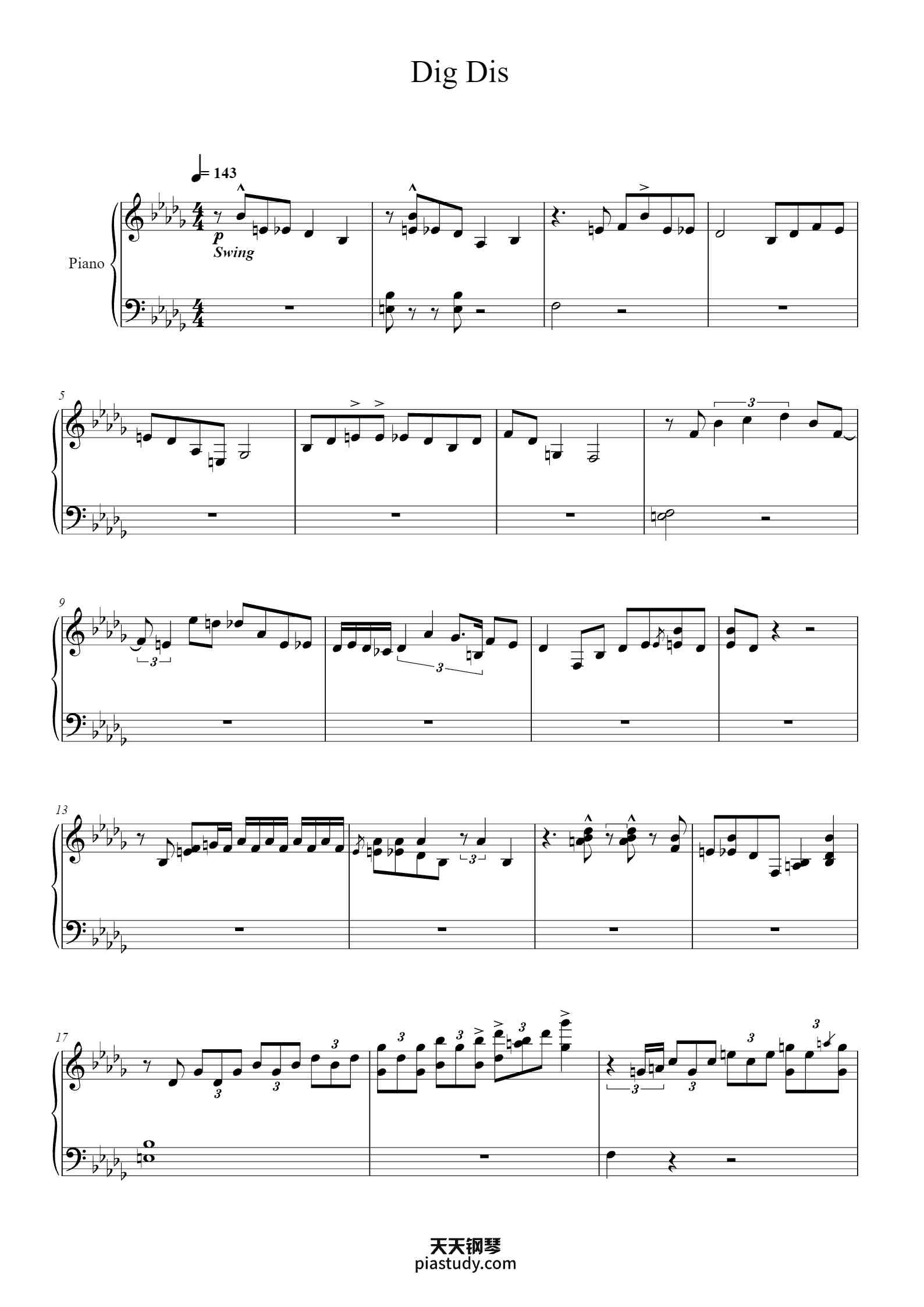 'Dig Dis' - Piano Sheet Music By Wynton Kelly | TOPiano