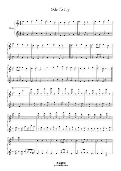 “Ode To Joy”钢琴谱-Beethoven-免费下载-天天钢琴
