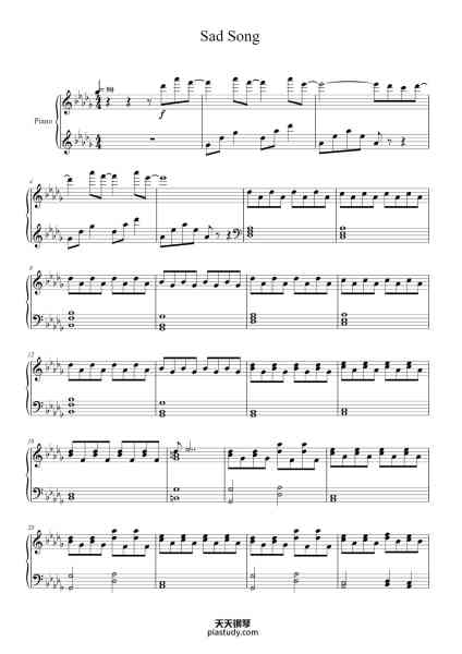 “Sad Song”钢琴谱-We The Kings-免费下载-天天钢琴