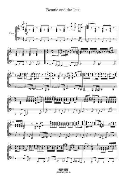 “Bennie and the Jets”钢琴谱-Elton John-免费下载-天天钢琴