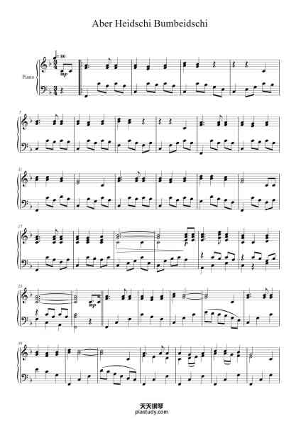 “Aber Heidschi Bumbeidschi”钢琴谱-Trad.-免费下载-天天钢琴