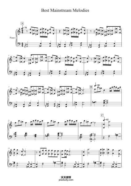 “Best Mainstream Melodies”钢琴谱-Nicholas Thing-免费下载-天天钢琴