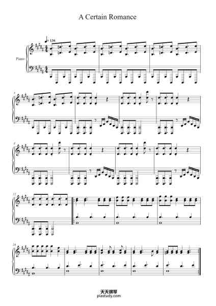 “A Certain Romance”钢琴谱-Arctic Monkeys Arr. Lucky Piano-免费下载-天天钢琴