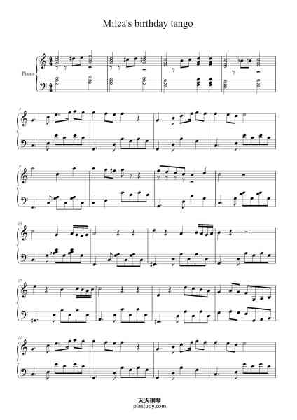 “Milca's birthday tango”钢琴谱-Lesvelt-免费下载-天天钢琴