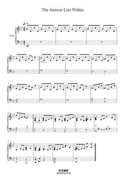 “The Answer Lies Within”钢琴谱-J. Petrucci, M. Portnoy, J. Myung, K, Labrie, J. Rudess-免费下载-天天钢琴