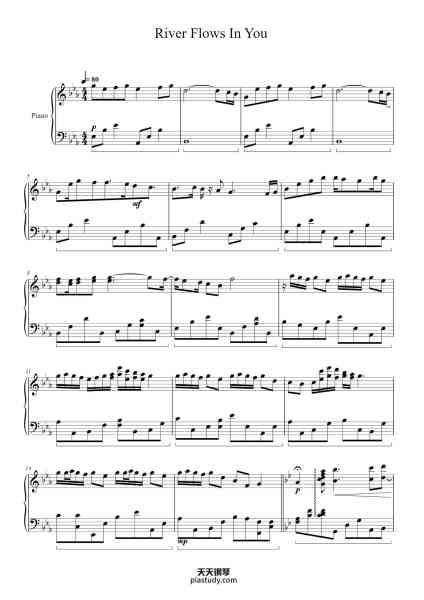 “River Flows in You”钢琴谱-Joan Bateman-免费下载-天天钢琴
