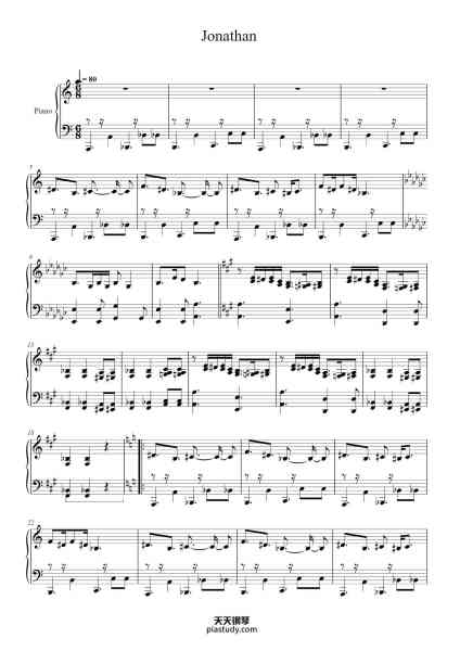 “Jonathan”钢琴谱-Music by Fiona Apple Transcribed by M.H.-免费下载-天天钢琴