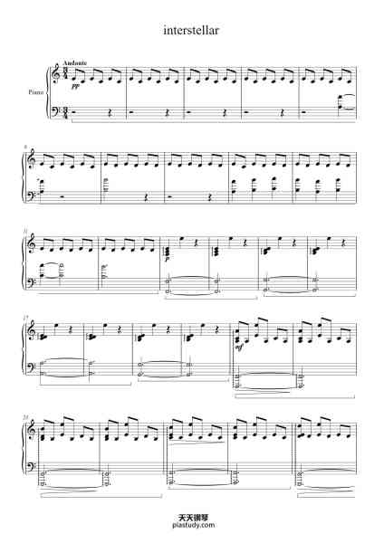 “interstellar”钢琴谱-Comp. by Hans ZIMMER-免费下载-天天钢琴