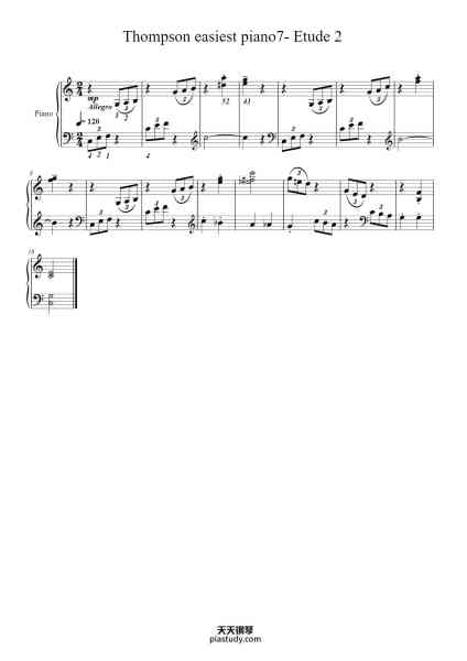 “Thompson easiest piano7- Etude 2”钢琴谱-John Thompson-免费下载-天天钢琴