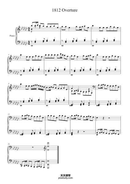 “1812 Overture in E♭ Major, Op. 49”钢琴谱-Tchaikovsky-免费下载-天天钢琴