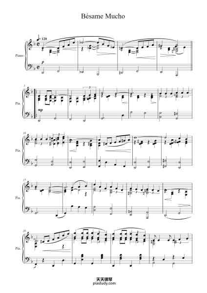 “Bésame Mucho”钢琴谱-Consuelo VELASQUEZ-免费下载-天天钢琴