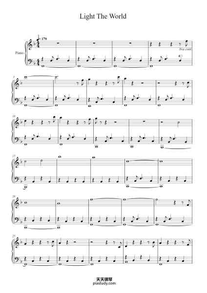 “Light The World”钢琴谱-Transcribed by Mason Scott-免费下载-天天钢琴
