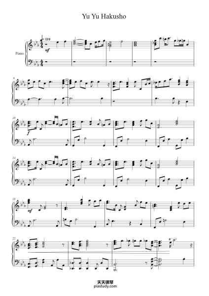 “Yu Yu Hakusho”钢琴谱-Composition: Matsuko Mawatari
Arrangement: Talles Pereira Lima-免费下载-天天钢琴