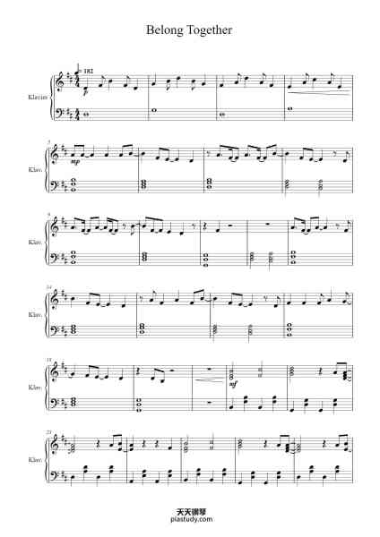 “Belong Together”钢琴谱-Mark Ambor-免费下载-天天钢琴