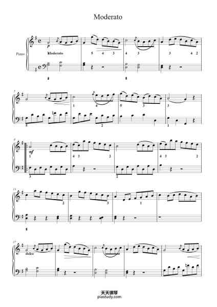 “二级-A-2.Moderato”钢琴谱-attrib. Ludwig van Beethoven-免费下载-天天钢琴
