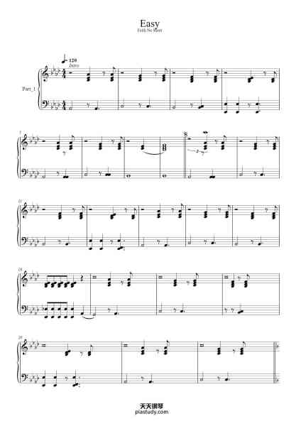 “Easy”钢琴谱-Transcribed: Johnny2BO-免费下载-天天钢琴