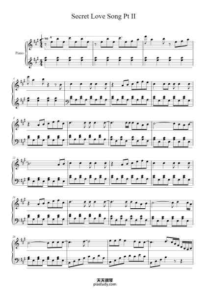 “Secret Love Song Pt II (Kenneth August Arr.)”钢琴谱-Cawey Moobel-免费下载-天天钢琴