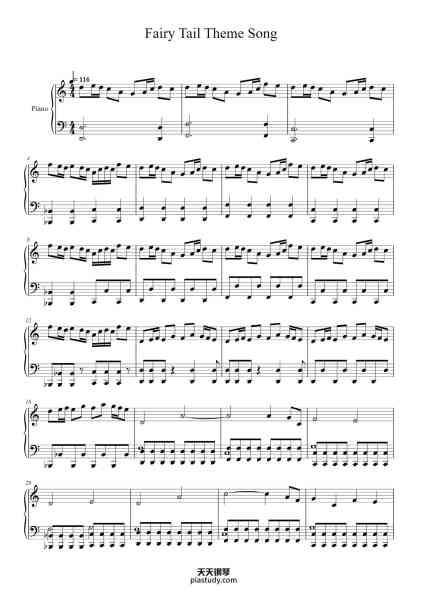 “Fairy Tail Theme Song”钢琴谱-By Yasuharu Takanashi Transcribed by Finnegan Jarrell-免费下载-天天钢琴