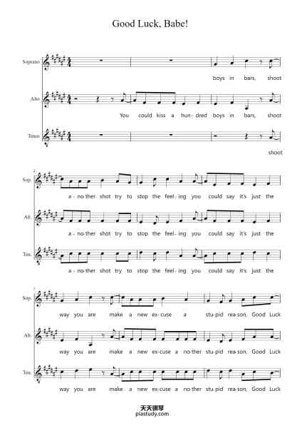 “Good Luck, Babe!”钢琴谱-opb. Chappell Roan / Arr. Brian Curry-免费下载-天天钢琴