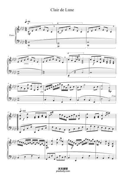 “Clair de Lune in D-flat Major, L. 75”钢琴谱-Claude Debussy-免费下载-天天钢琴