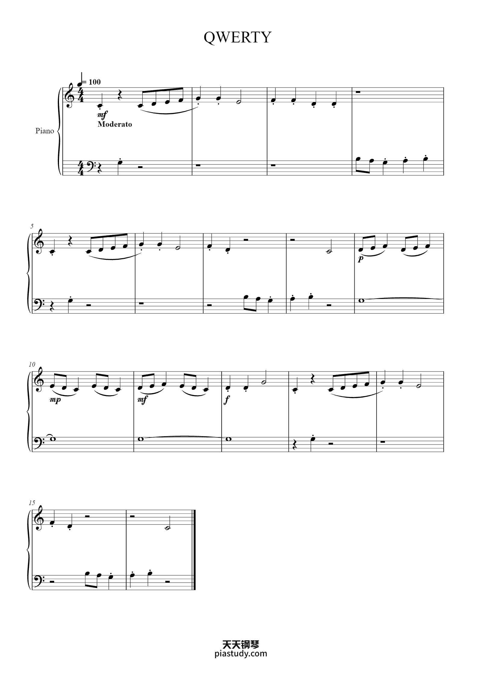 'QWERTY' - Piano Sheet Music By 佚名 | TOPiano