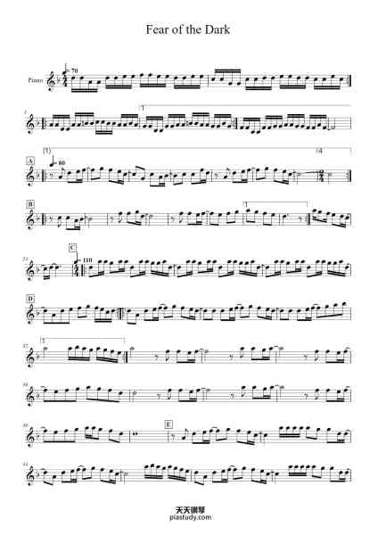 “Fear of the Dark”钢琴谱-Matjoel Sherniell-免费下载-天天钢琴