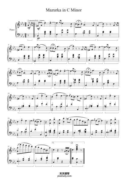 “Mazurka in C Minor, Op. 56, No. 3”钢琴谱-Mikhail Glinka-免费下载-天天钢琴