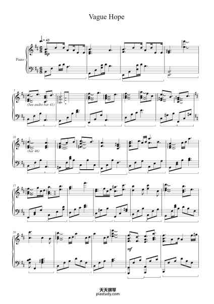“Vague Hope / Cold Rain (NieR:Automata)”钢琴谱-Composer: Keigo Hoashi Arr: Prismatic-免费下载-天天钢琴