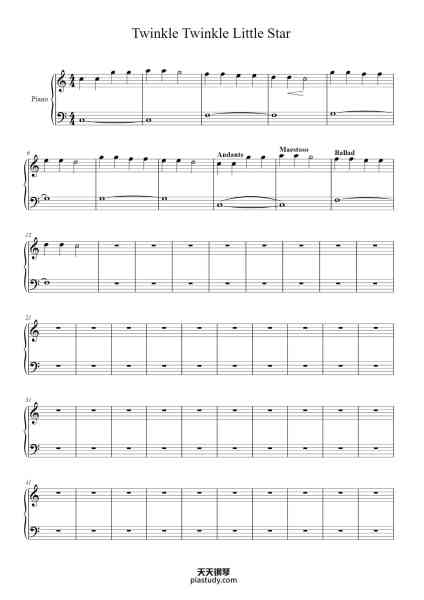 “Twinkle Twinkle Little Star”钢琴谱-Misc Children-免费下载-天天钢琴
