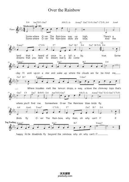 “Over the Rainbow”钢琴谱-Harold Arlen-免费下载-天天钢琴