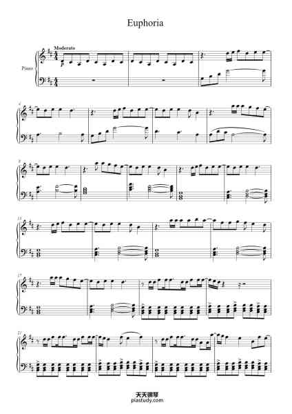 “Euphoria”钢琴谱-Arranged by JiminsLovely-免费下载-天天钢琴