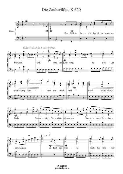 “Die Zauberflöte, K.620”钢琴谱-Wolfgang Amadeus Mozart-免费下载-天天钢琴